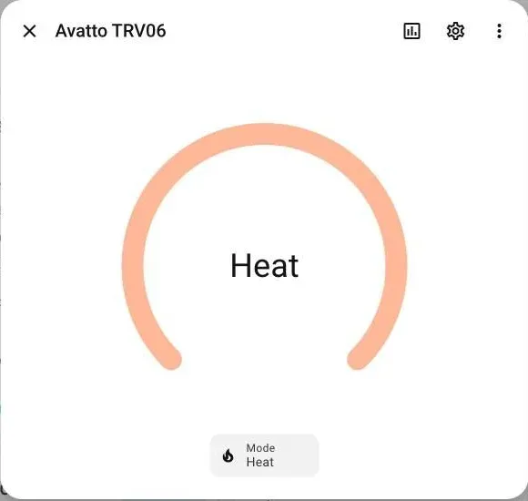 Climate entity dialog with the mode set to Heat
