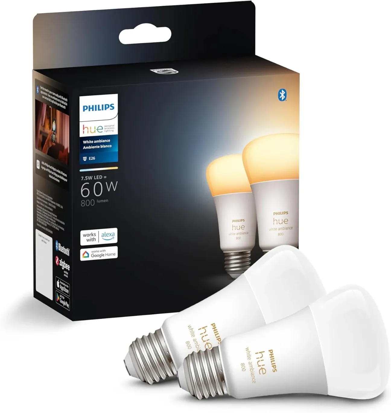 Philips Hue White A19 LED Smart Bulb with Bluetooth connectivity
