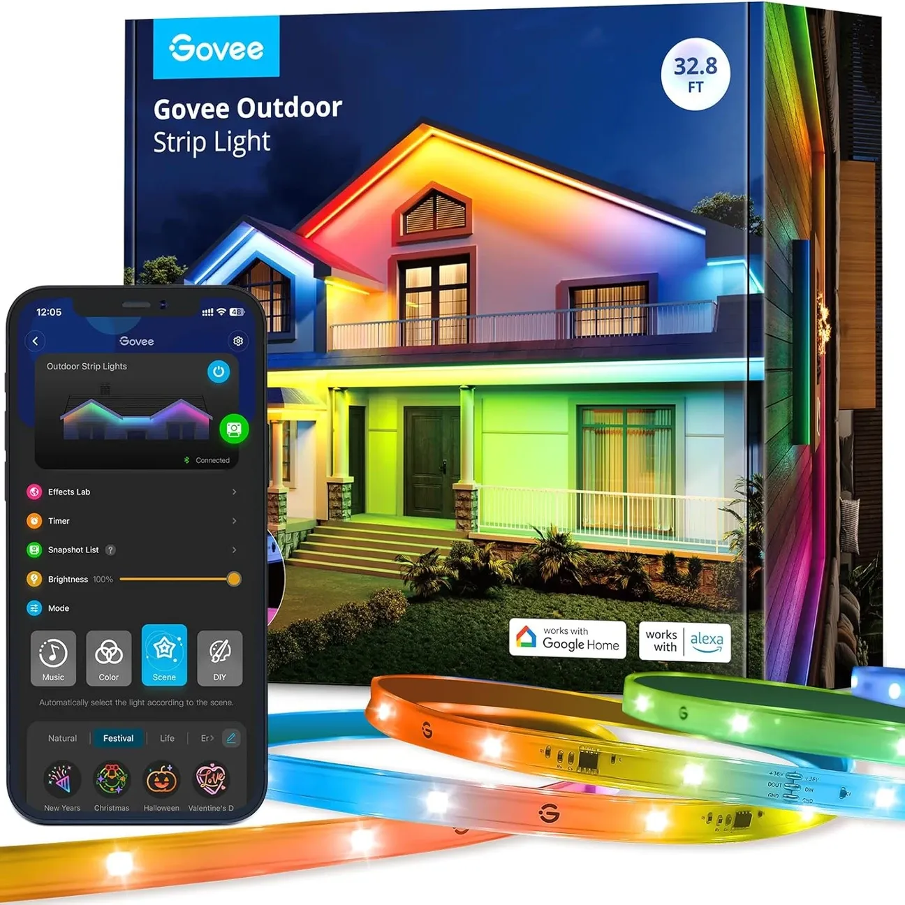 Govee Wi-Fi RGBIC Outdoor Strip Lights - Smart Lighting