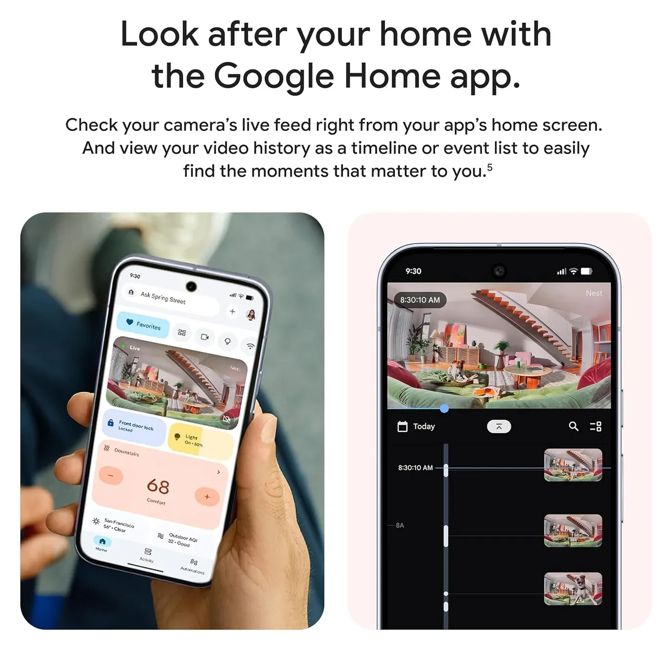 Google Nest Cam Indoor AI recognition identifying person walking through hallway