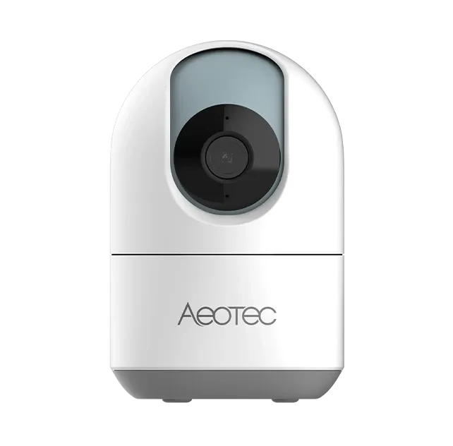 Aeotec Cam 360 indoor security camera with wireless design and voice assistant integration
