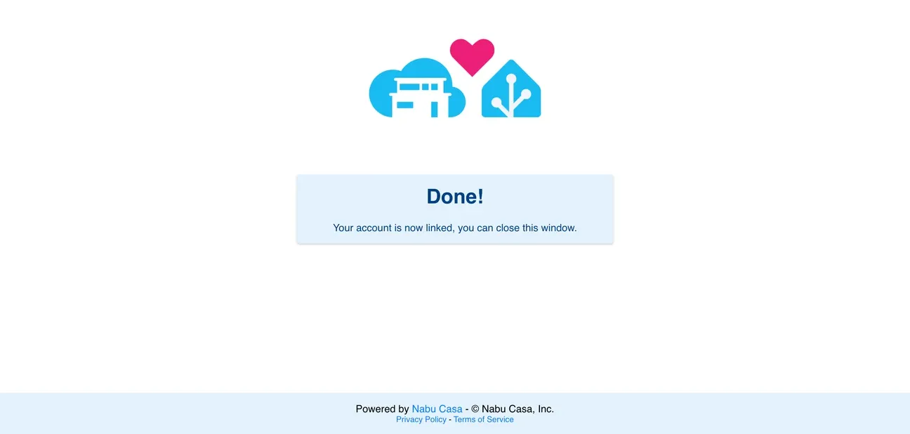 Linking Nabu Casa account during SmartThings integration setup