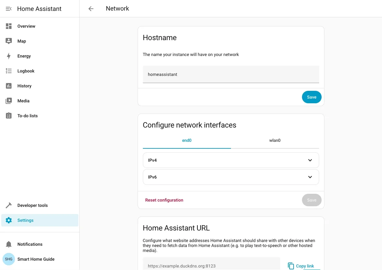 Settings - Home Assistant (Network overview)