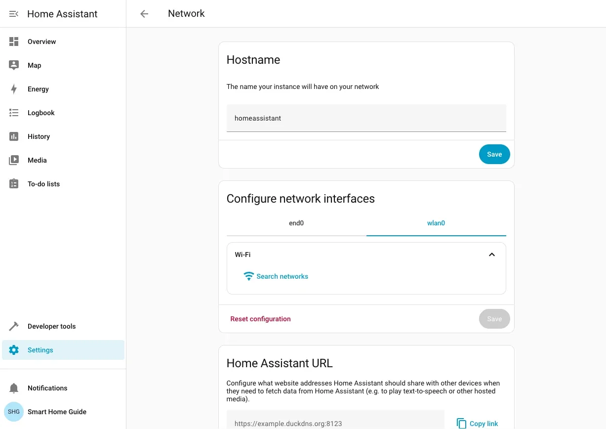 Click Change on the Network card