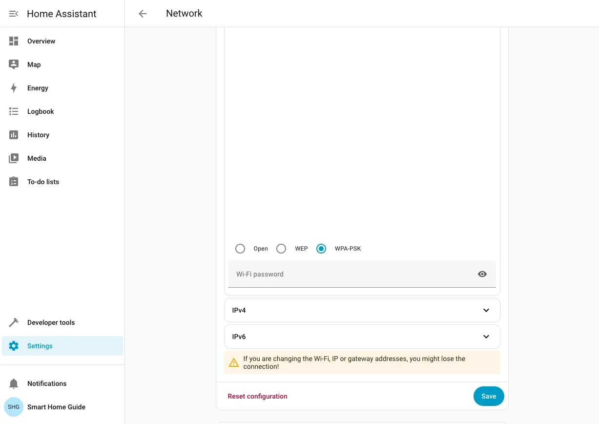 WiFi security settings