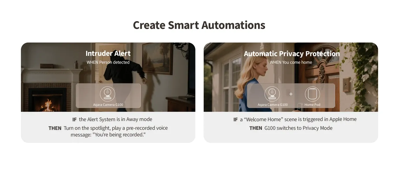 Aqara Camera G100 installation process showing mounting options and setup