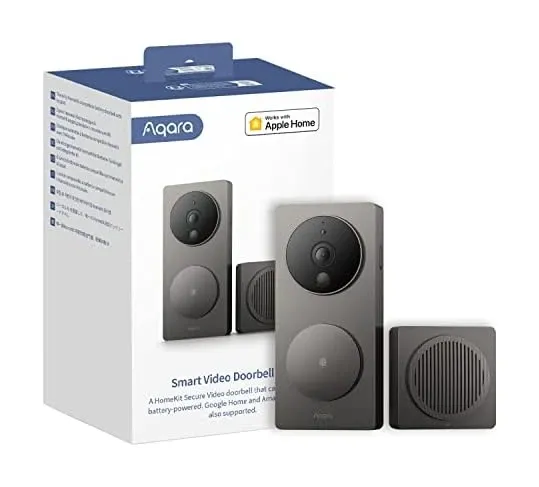 Aqara Video Doorbell G4 front view showing 1080p camera lens and button