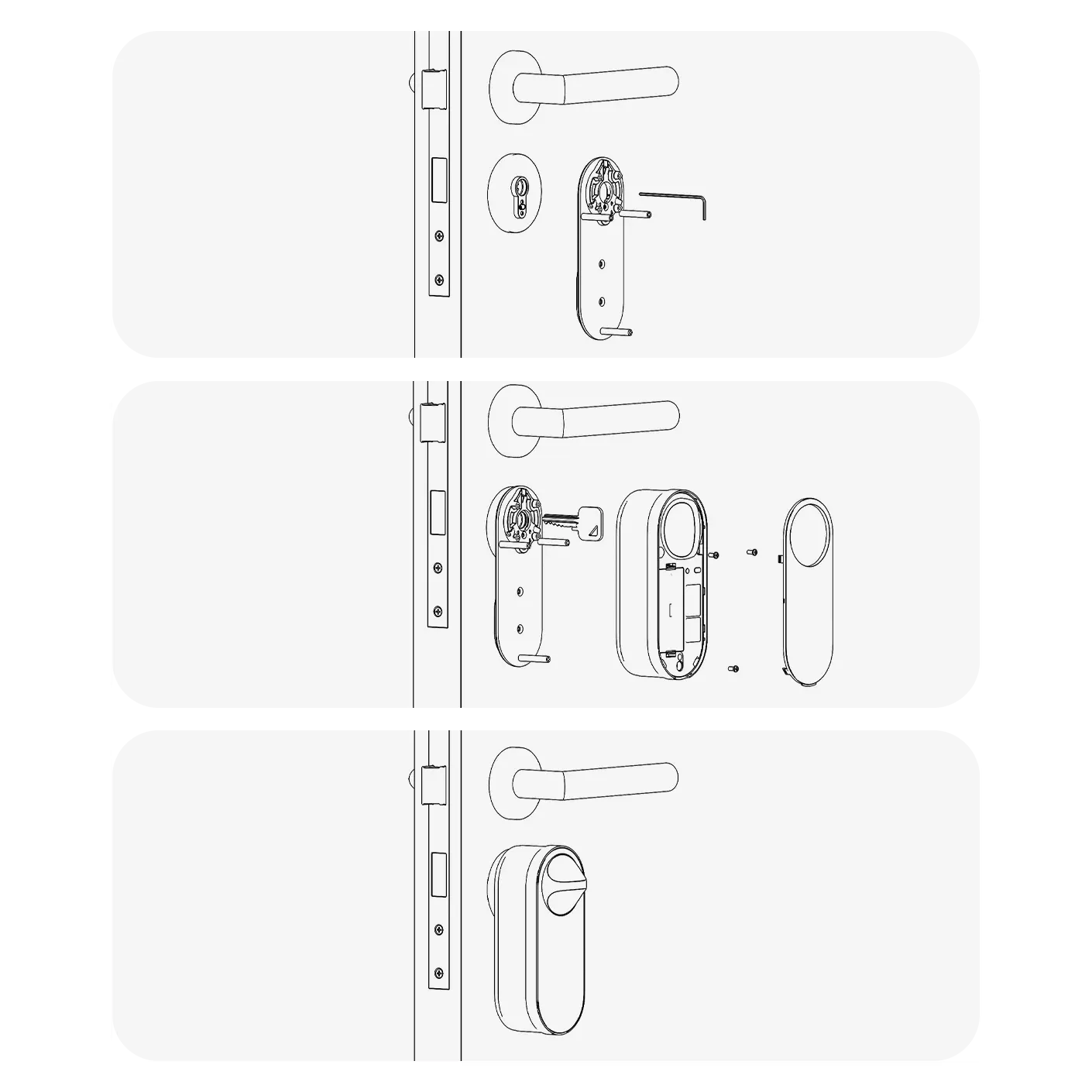 Installation steps showing mounting process and calibration