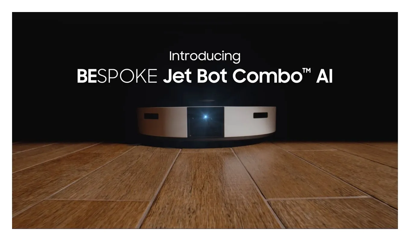 Samsung Bespoke AI Jet Bot Steam Ultra with All-in-One Clean Station docking view