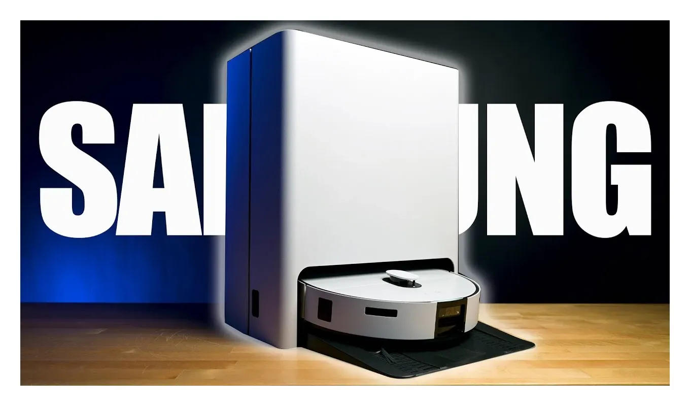 Samsung Bespoke AI Jet Bot Steam Ultra robot vacuum in action in a living room