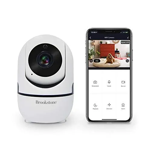 Brookstone Smart Camera tilt model compact white enclosure