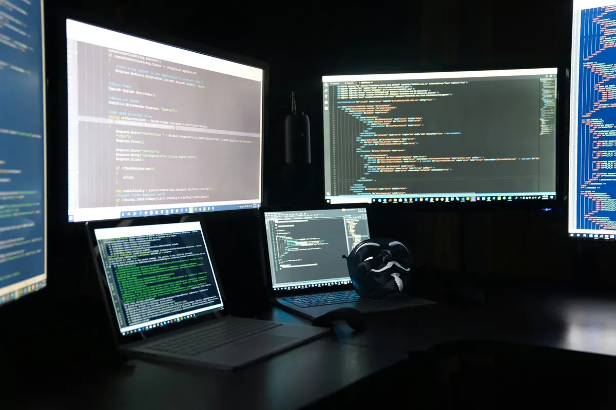 Several monitors running at once, each one wearing the same theme