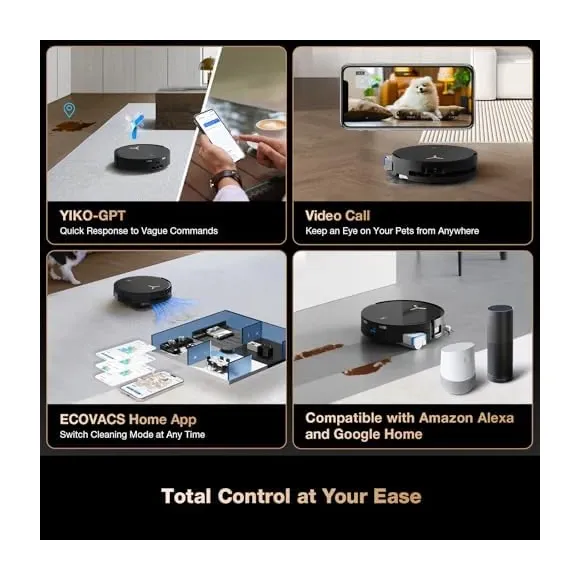Ecovacs app interface and control options