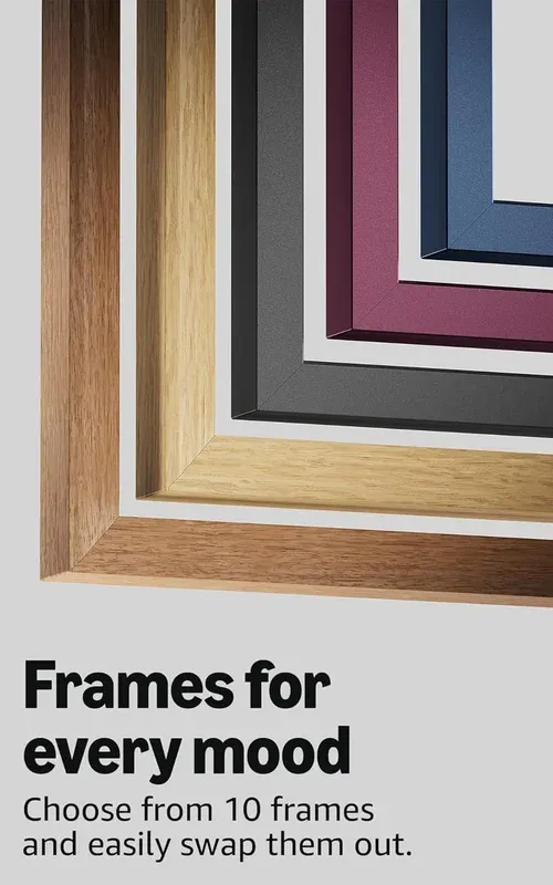 Amazon Ember Artline interchangeable frame options in walnut, teak, graphite and colored finishes