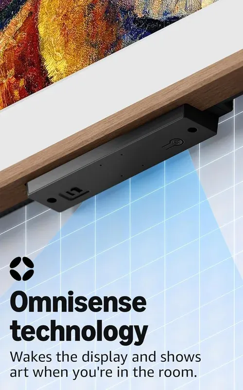 Amazon Ember Artline Omnisense technology sensor on the bottom edge detecting motion to wake display
