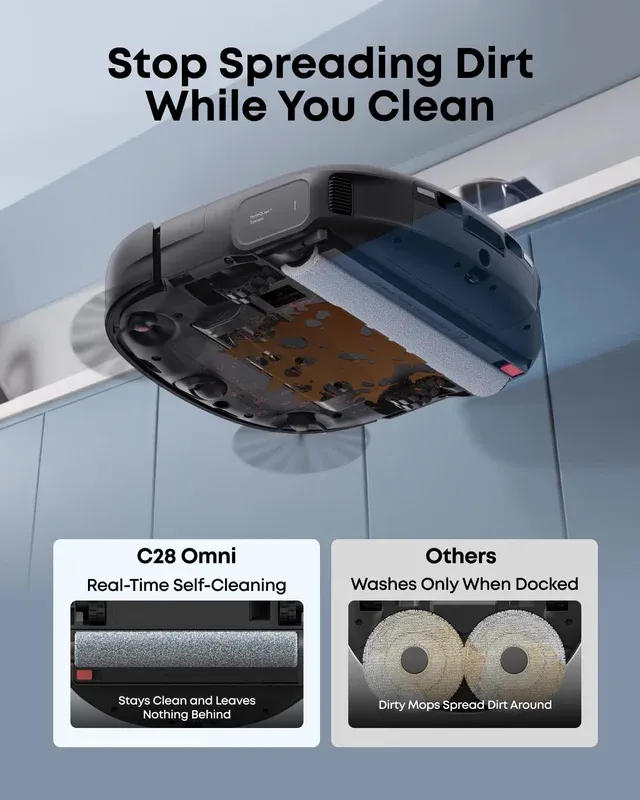 eufy C28 real-time self-cleaning mop compared to traditional mops