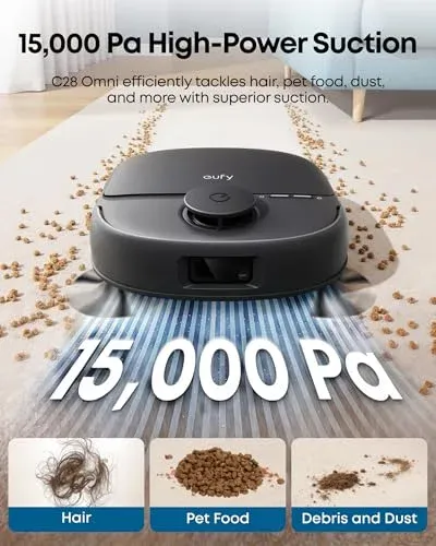 eufy Omni C28 suction power demonstration on carpet
