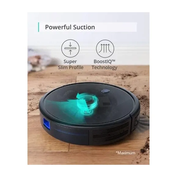 Eufy BoostIQ RoboVac 11S MAX profile showing slim 2.85-inch design