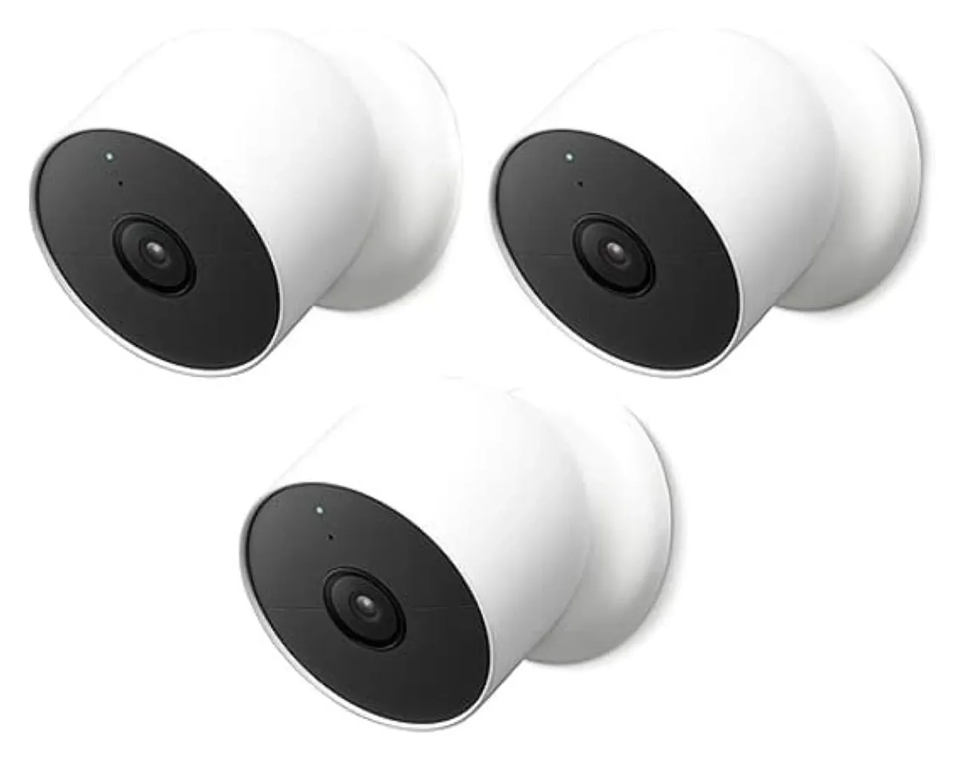 Google Nest Cam Outdoor close-up showing high-resolution lens and weatherproof design