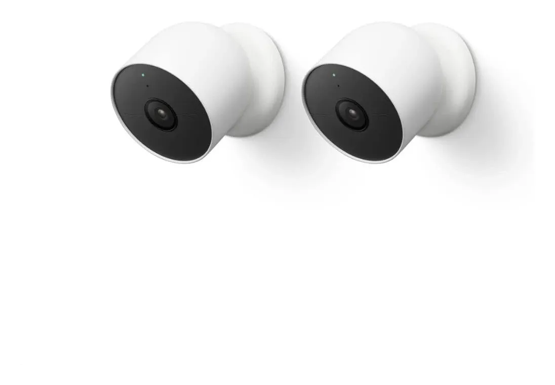 Google Nest Cam Outdoor mounted on exterior wall showing proper installation