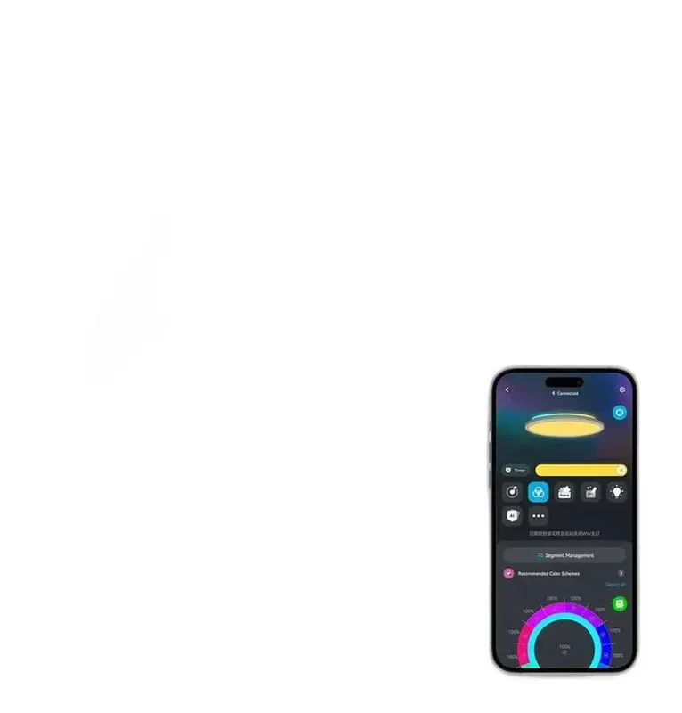 Govee Home app control interface showing color wheel and scene options