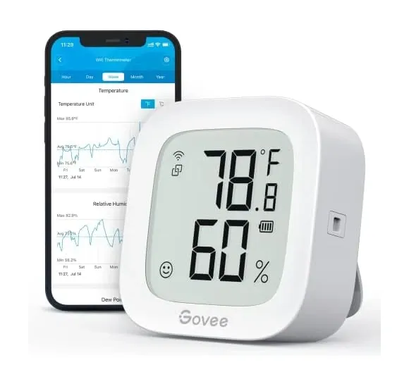 Govee Hygrometer Thermometer H5075 on white background