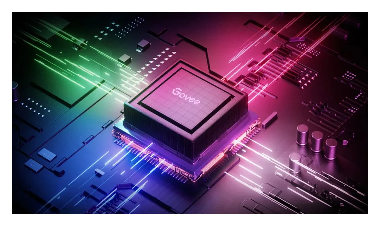 Govee Home app ecosystem showing group control and device sync for LED Strip M1