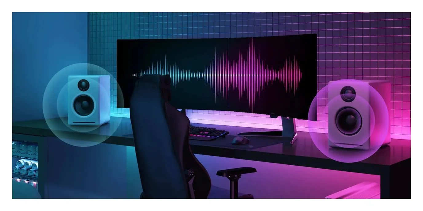 Govee LED Strip Light M1 installed behind TV creating colorful ambient lighting in living room