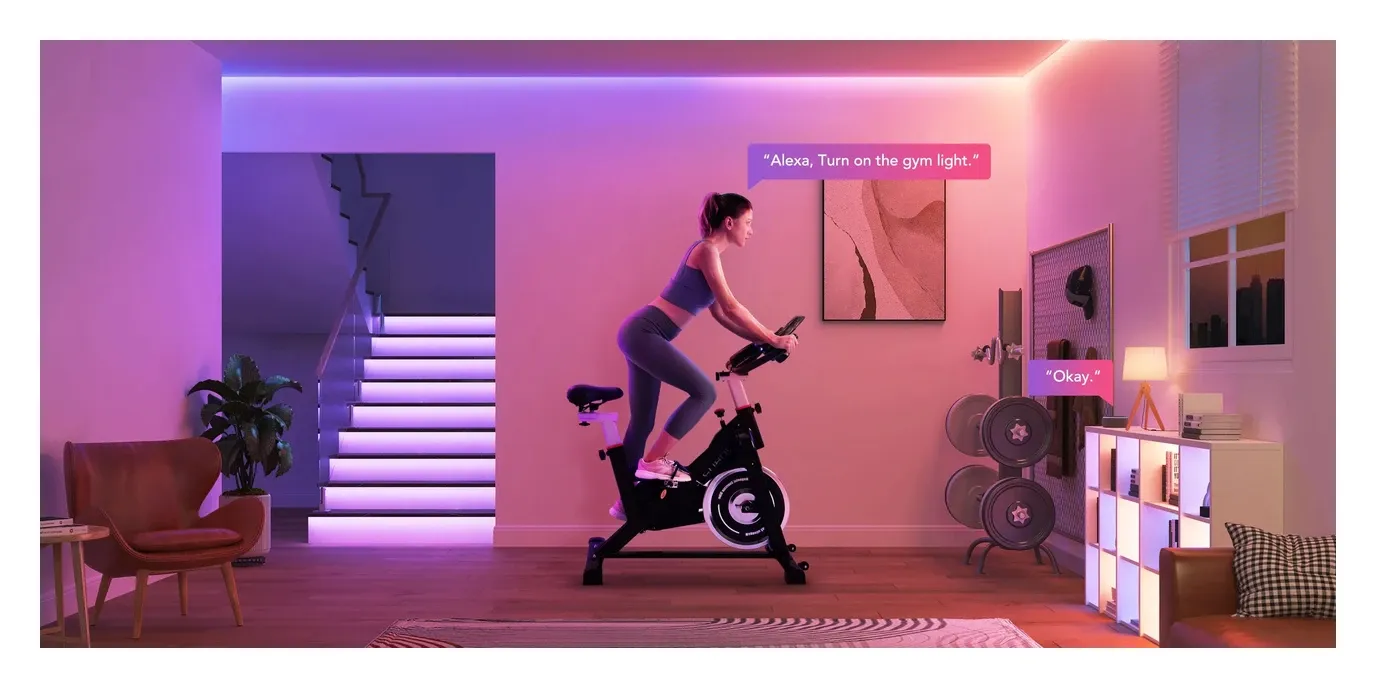 Govee LED Strip Light M1 creating warm room ambiance under kitchen cabinets