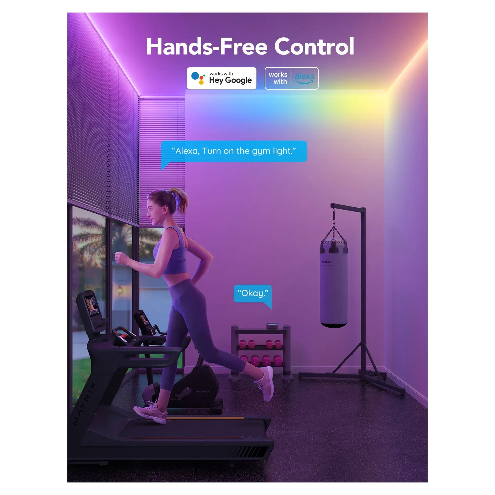 Govee LED Strip M1 Wi-Fi and app control interface showing color picker and scene modes