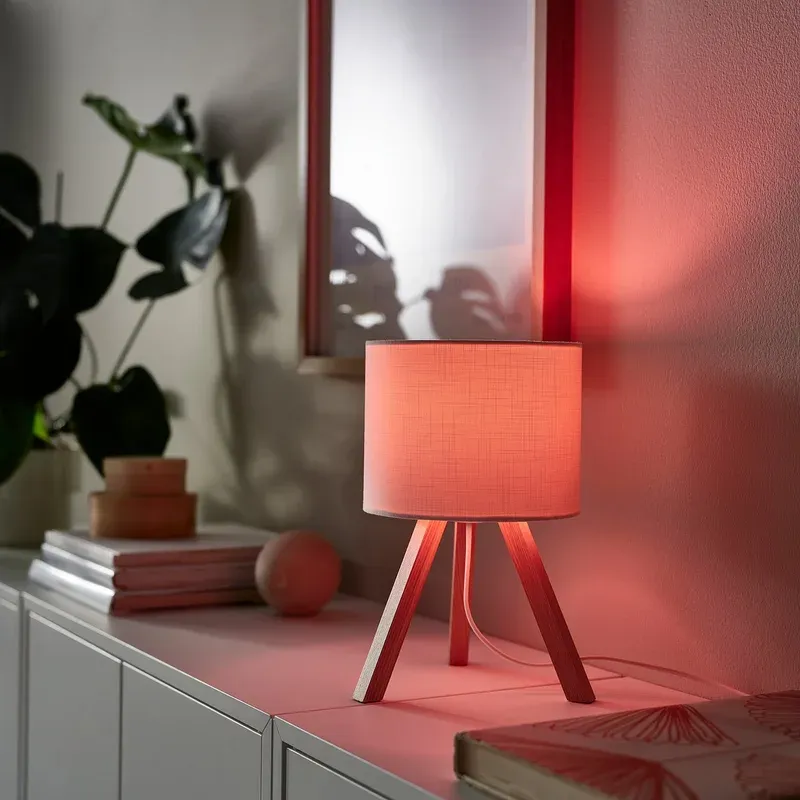 IKEA KAJPLATS E12 color and white spectrum smart bulb in lifestyle scene