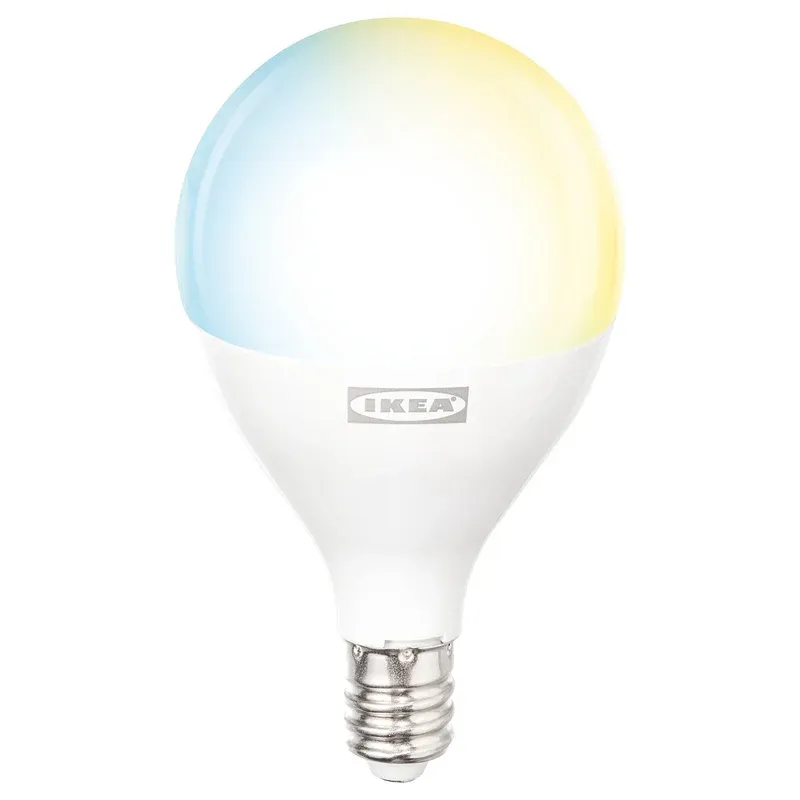IKEA KAJPLATS E12 white spectrum smart bulb globe opal product shot