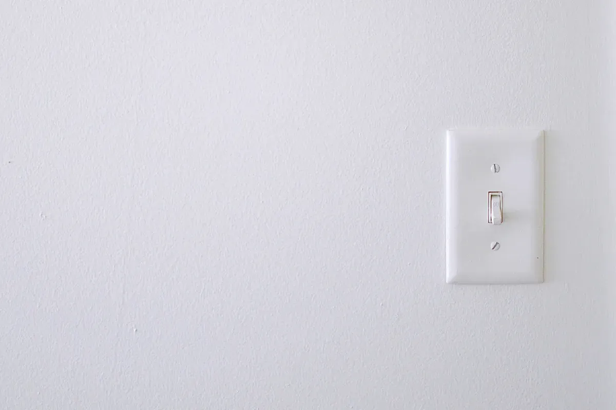 A close view of a wall switch and its plate, where the neutral question is settled