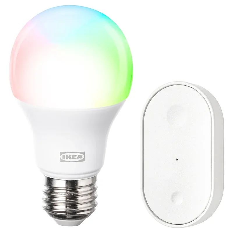 IKEA KAJPLATS smart bulb DIRIGERA hub starter kit with app control on smartphone