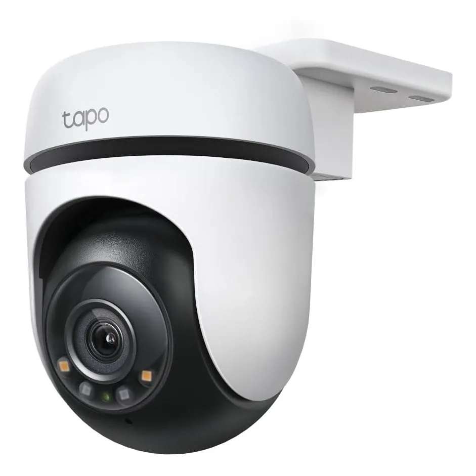 Kasa Cam Outdoor KC420WS at an angle showing camera lens and mounting bracket
