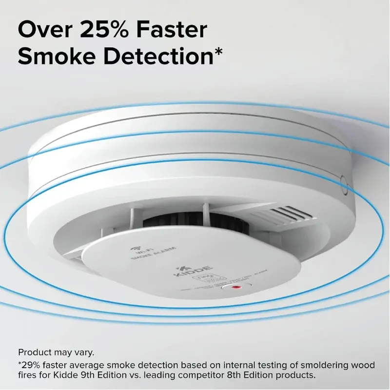 Kidde smoke alarm wire-free interconnectivity diagram showing multiple linked devices