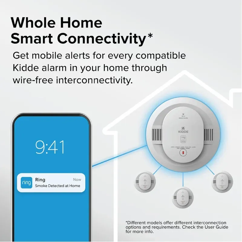 Kidde Battery Smart Smoke Alarm - Voice alerts to phone