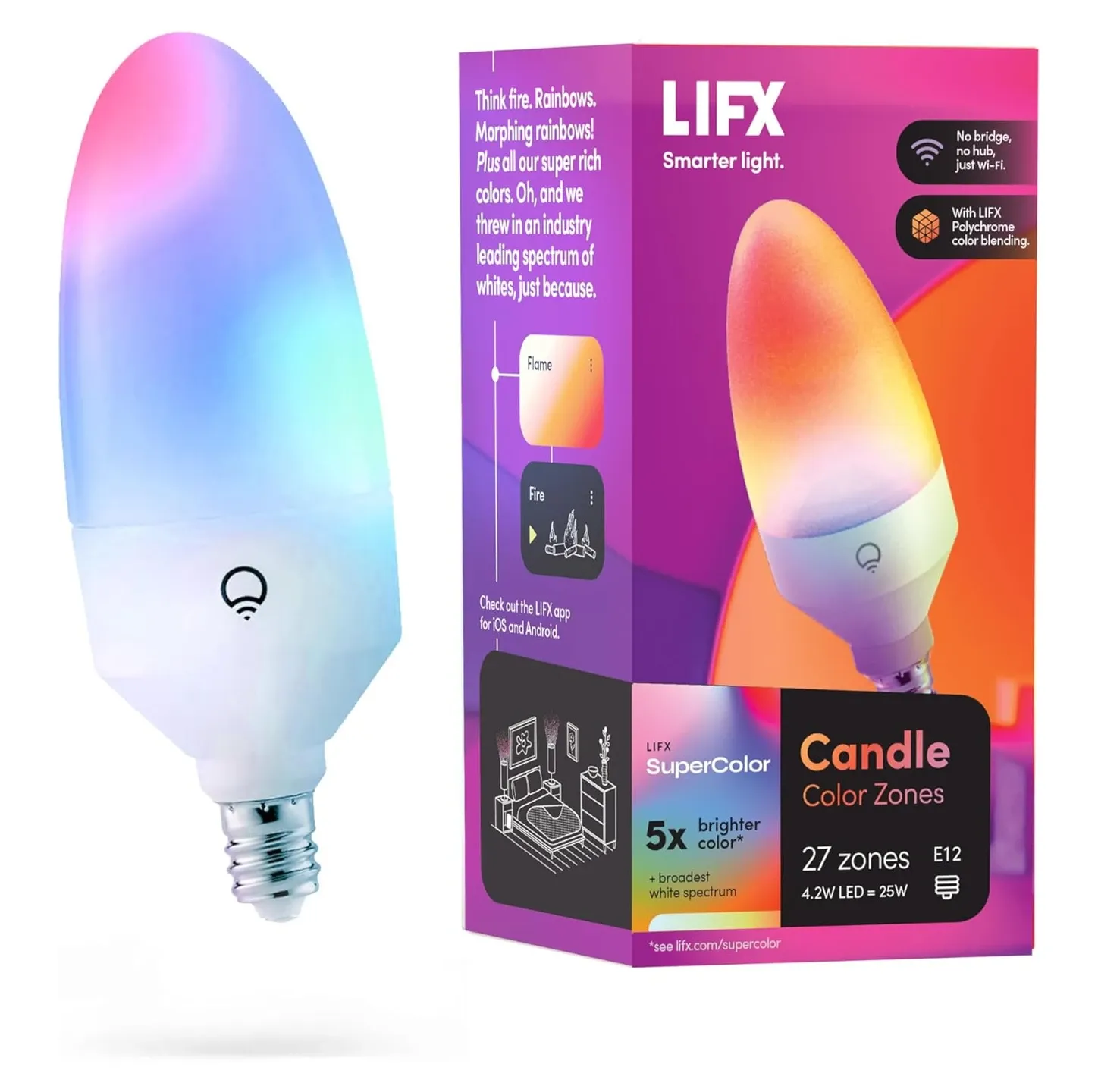 LIFX Candle Color bulb featured white background showing elegant design