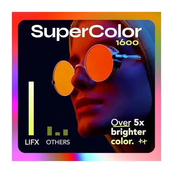 LIFX Outdoor PAR38 displaying vibrant color options and brightness levels