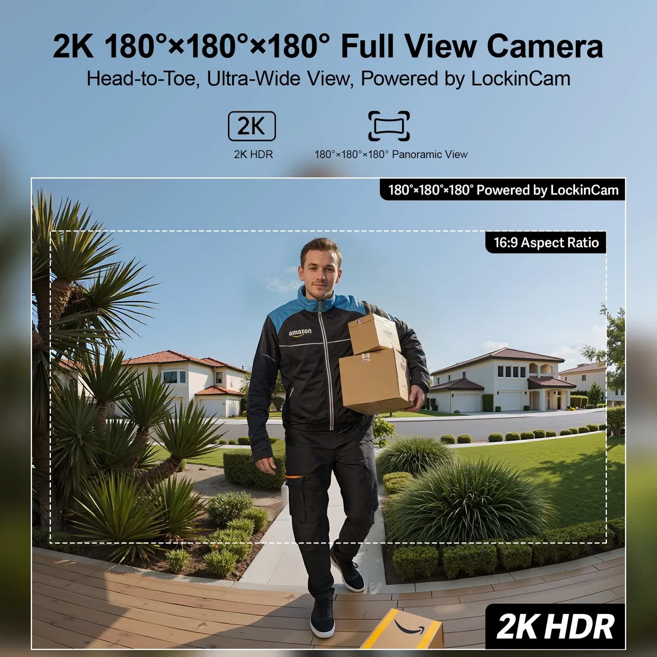2K 180-degree full panoramic camera - head-to-toe footage powered by LockinCam with HDR night vision