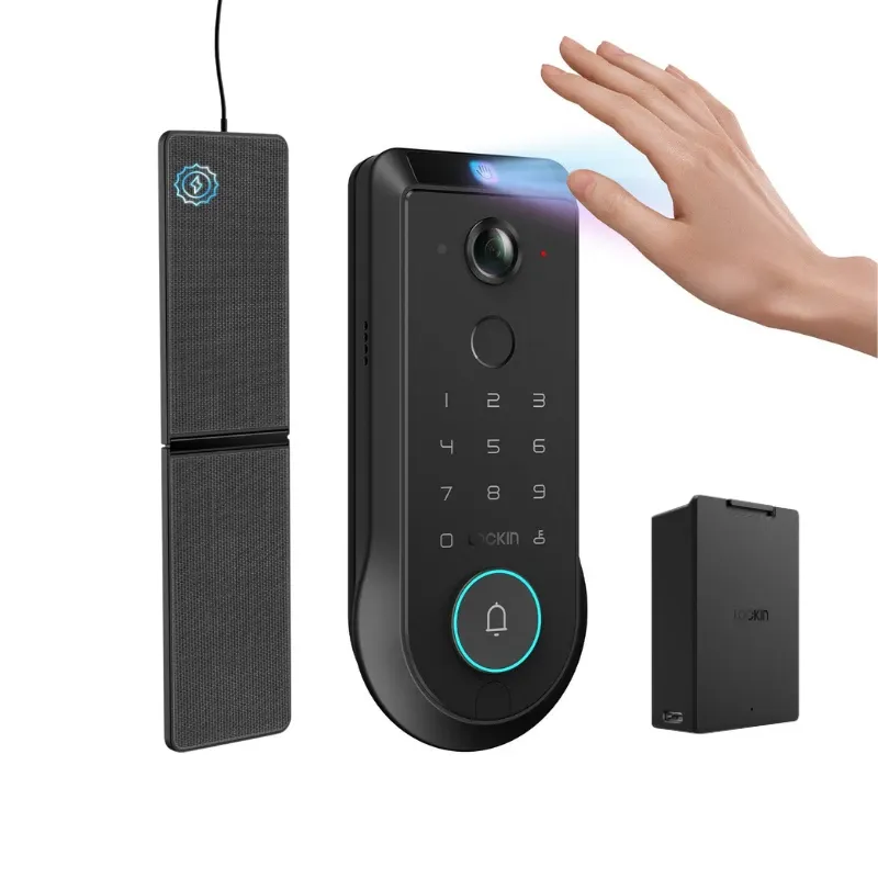 Lockin Veno Pro keypad front view showing fingerprint sensor, camera, and number pad layout