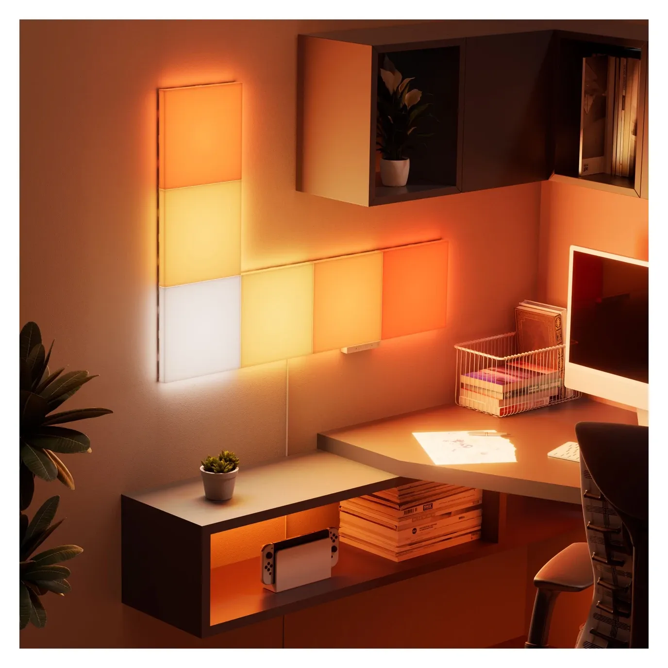Nanoleaf Blocks Orange Gaming Setup