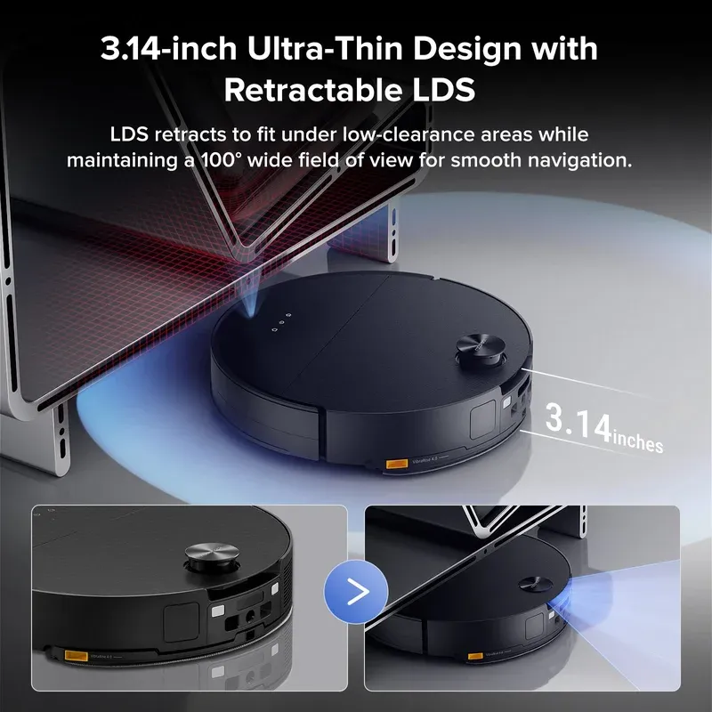 Roborock Saros 10 ultra-thin profile design