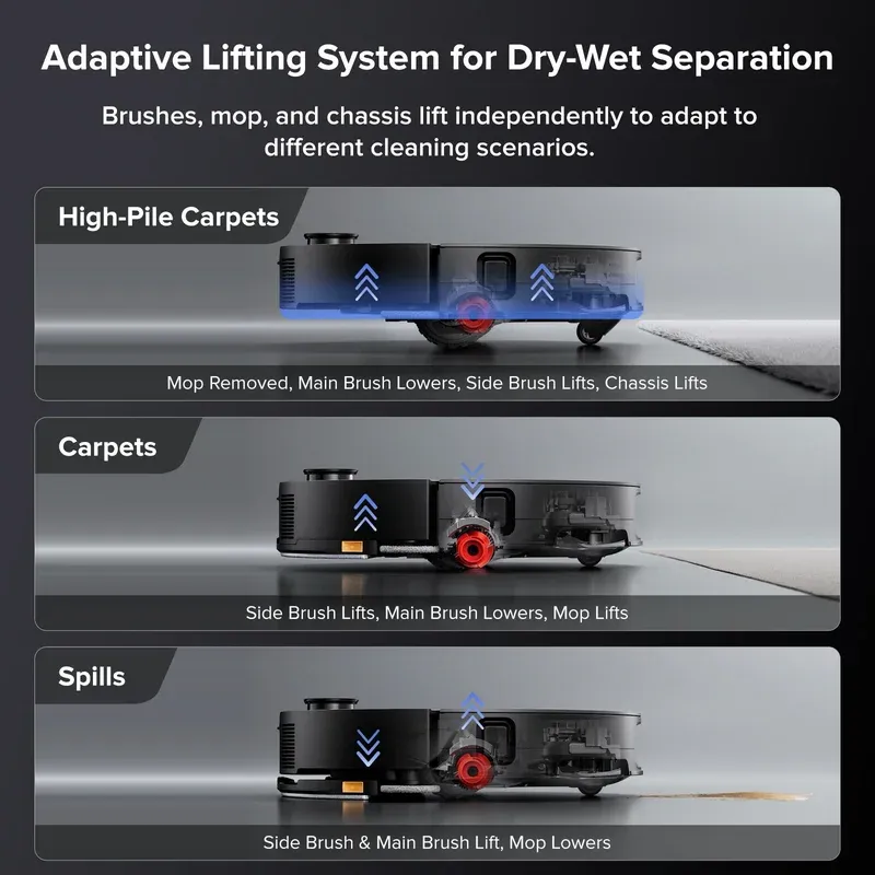 Roborock Saros 10 cleaning under low furniture effortlessly