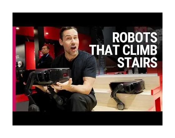 Roborock Saros Rover legs demo showing the wheel-leg mechanism in close detail