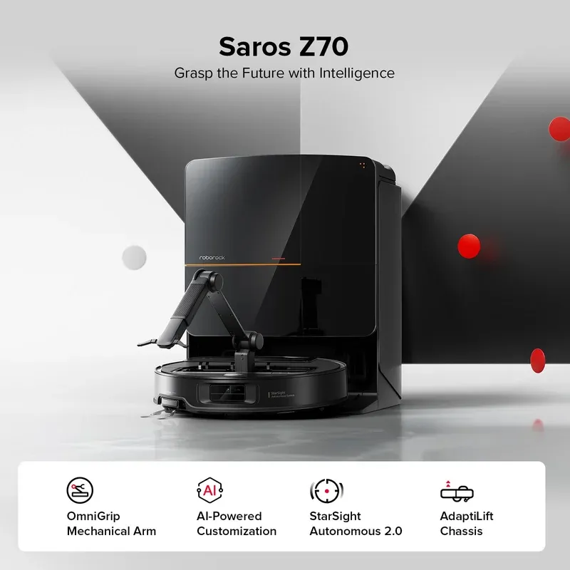 Roborock Saros Z70 OmniGrip five-axis mechanical arm extended