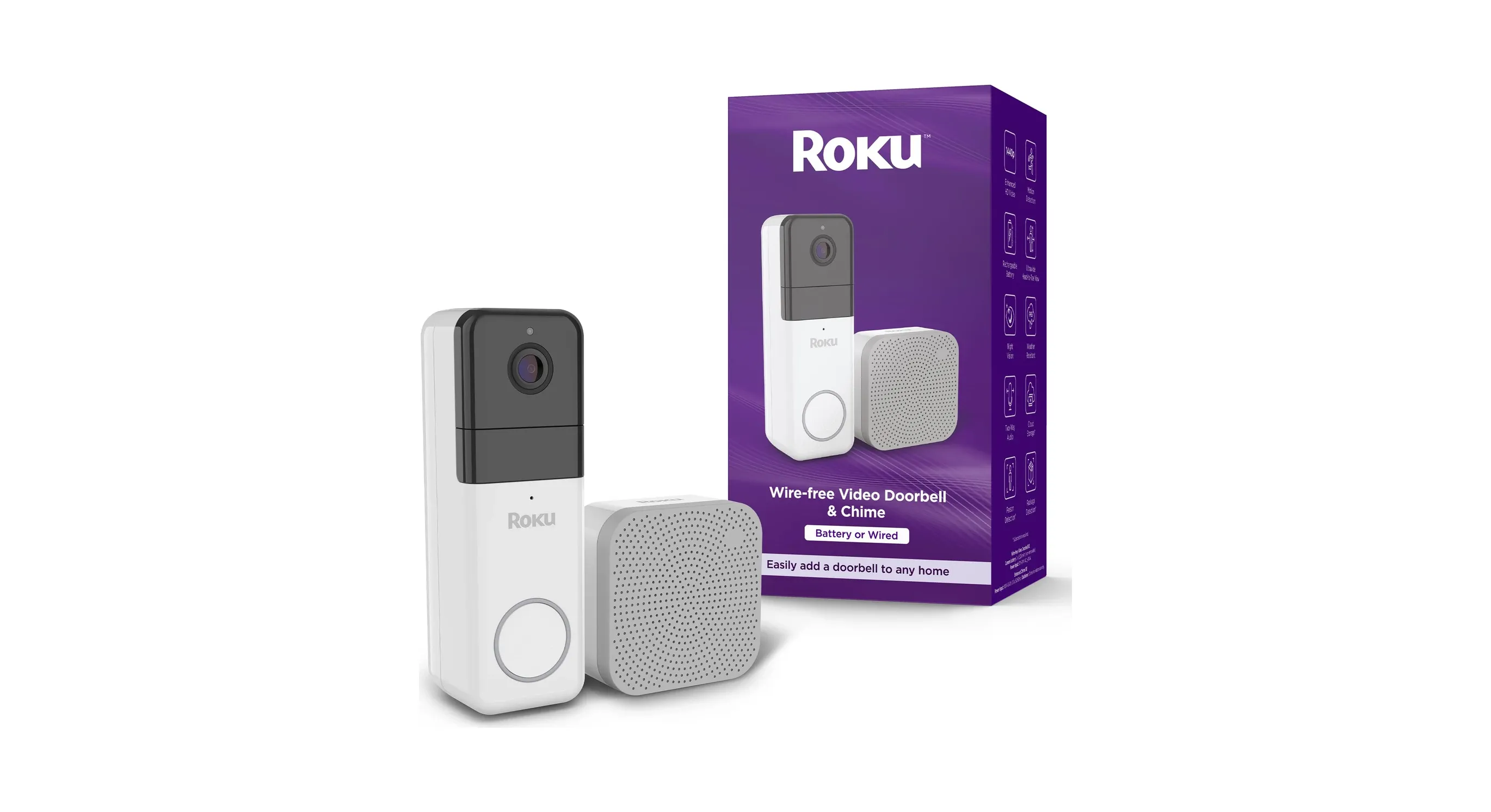 Roku Wire-Free Video Doorbell & Chime - Smart Home