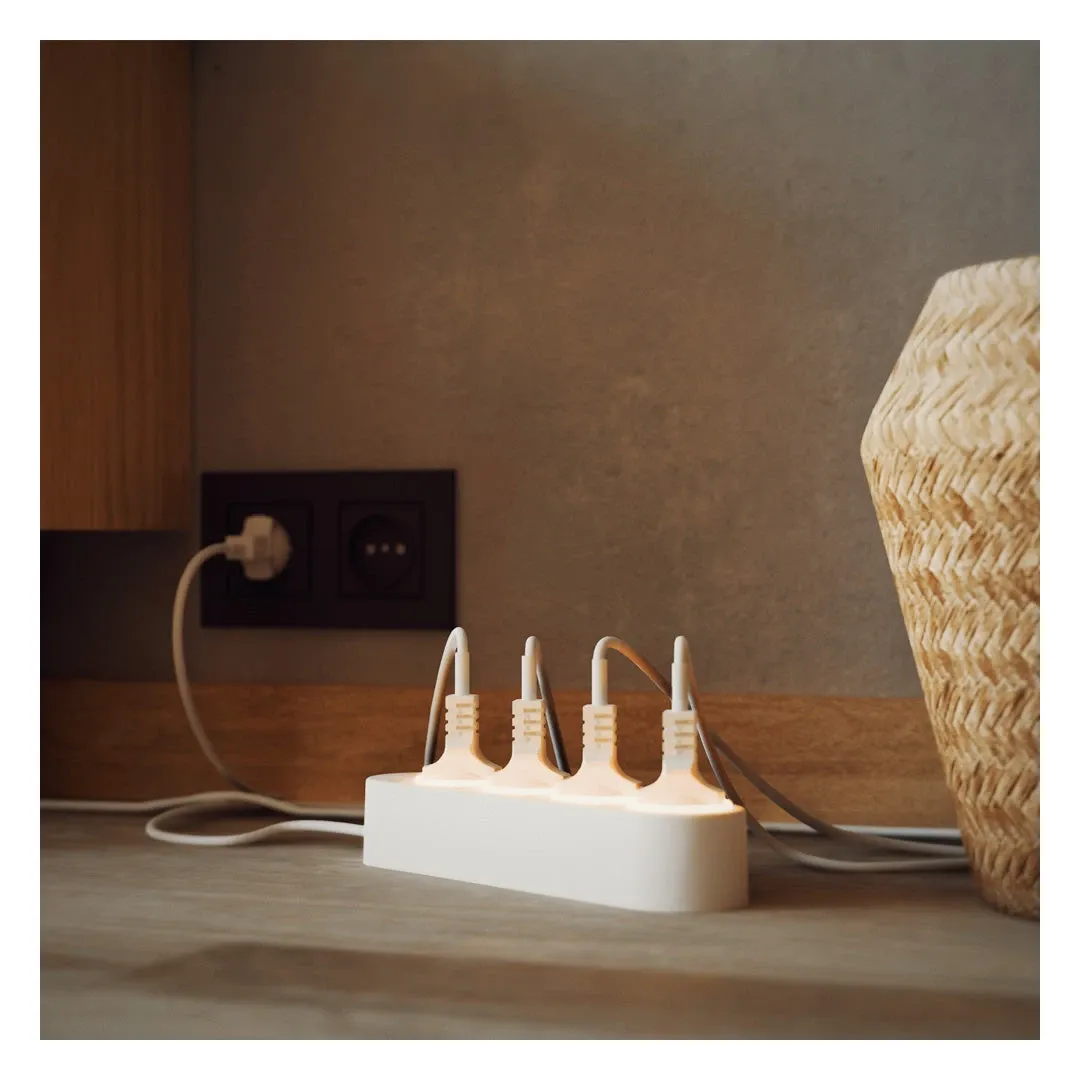 Shelly Power Strip 4 Gen4 in a modern home office workspace with multiple devices