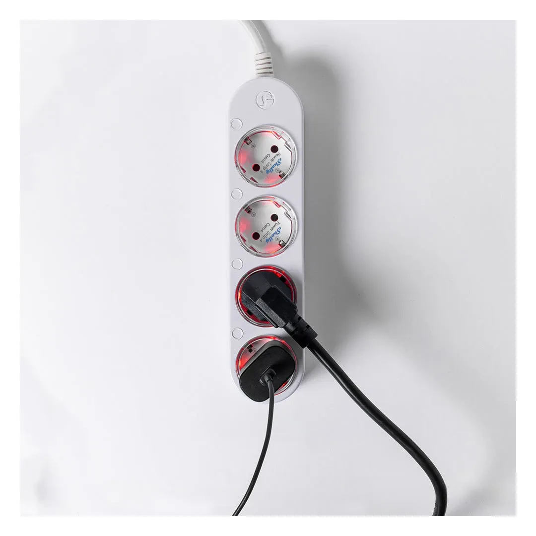 Shelly Power Strip 4 Gen4 in actual home usage with desk lamp and chargers connected