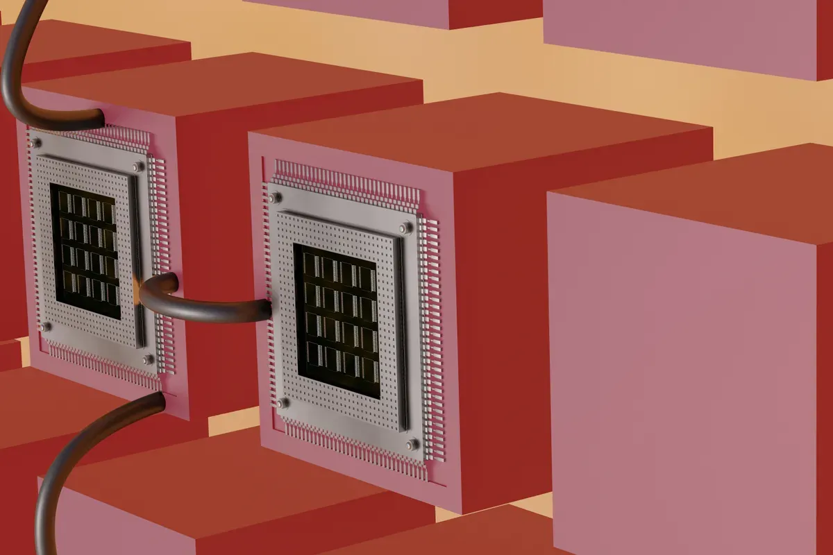 A bare processor board with wires running out of it
